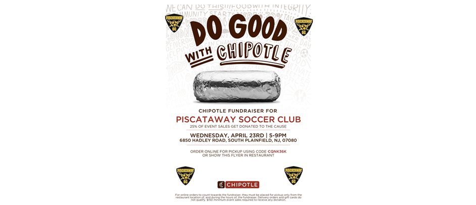 Chipotle Fundraiser April 23, 5 pm to 9 pm