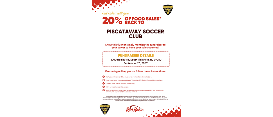 PSC Red Robin Fundraiser 9/20/25
