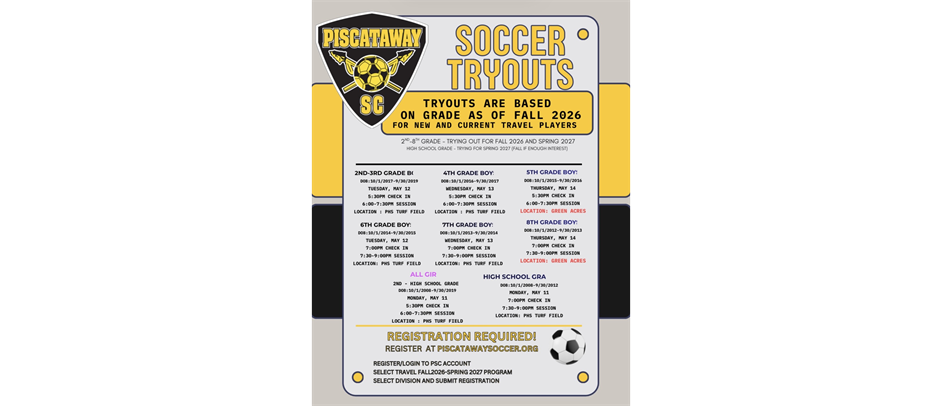 Fall 2026-Spring 2027 Tryout Schedule